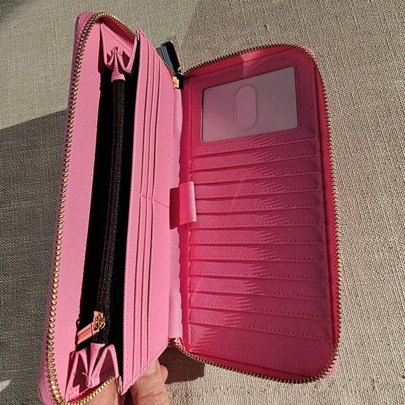 New Pink & Gold Chelmon Zip Around Wallet with Wrist Strap Lots of Card Slots - Picture 7 of 7